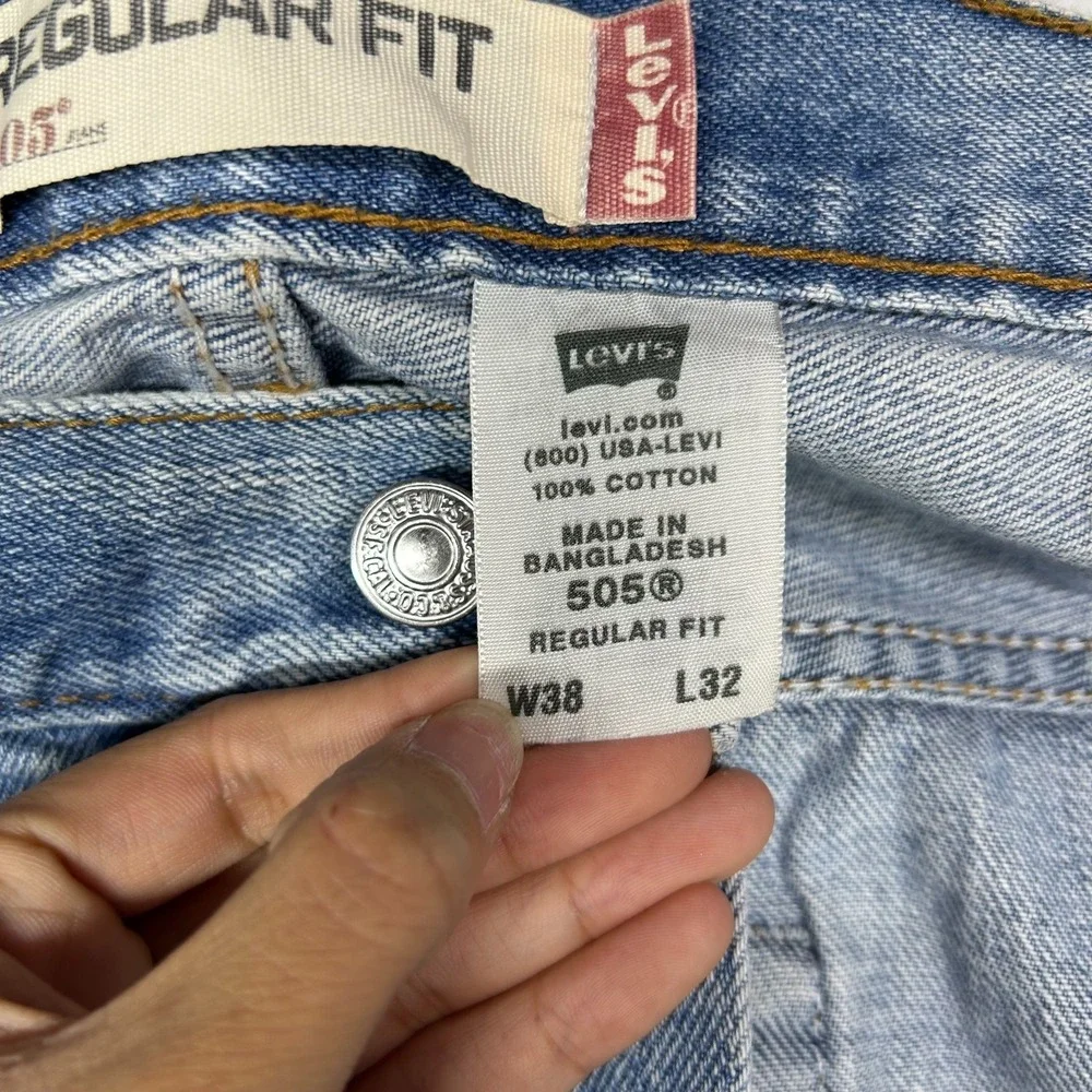 Levi's 505 Regular Fit‎ Jeans Mens Blue Denim Pockets Straight Zip Fly - 36X30